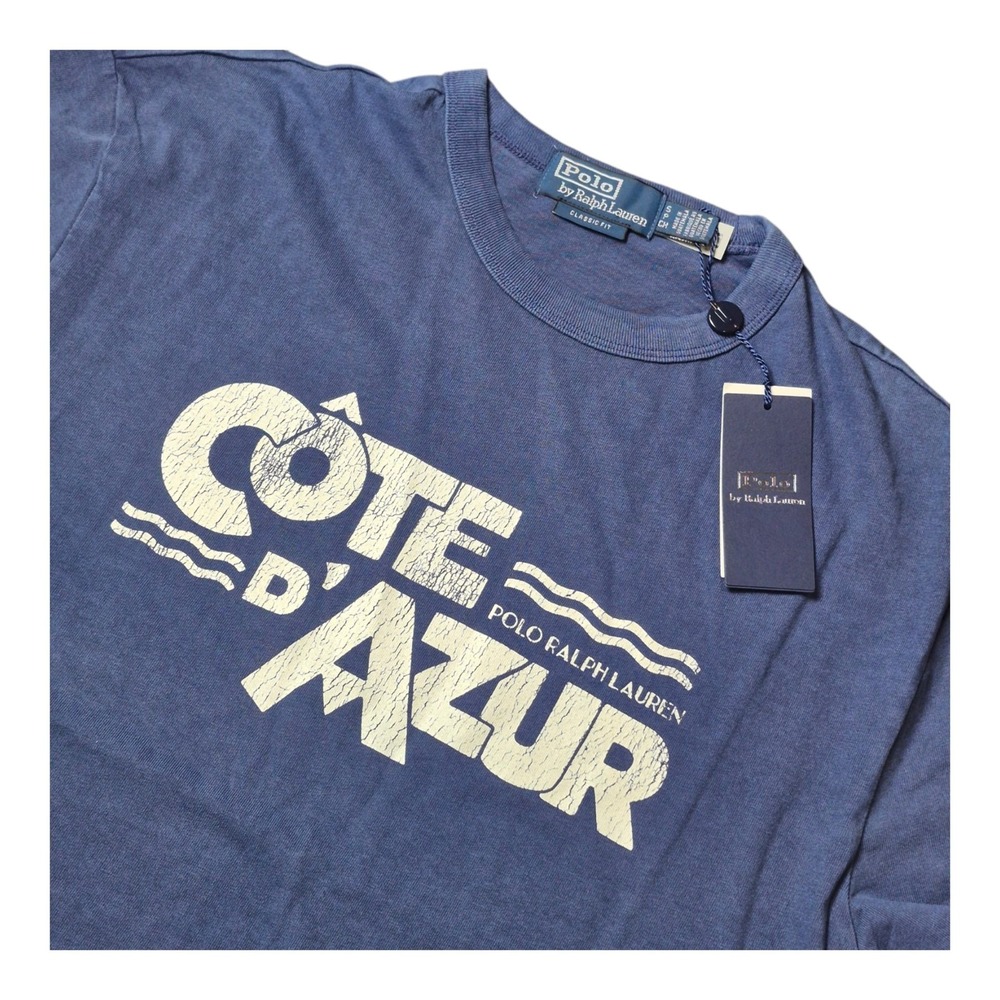 Polo Ralph Lauren Mens S Cote D'Azur Navy Graphic T Shirt Classic Fit Cotton NWT